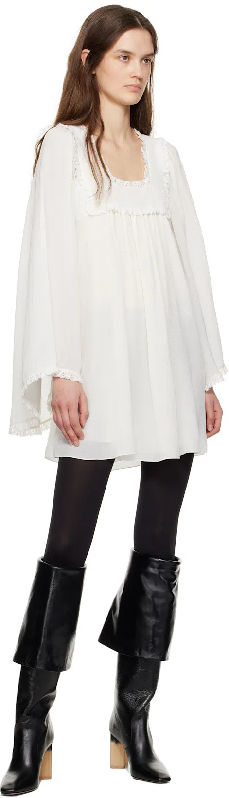 CHLOÉ High Heel Knee-high Square Toe Boot In Multi