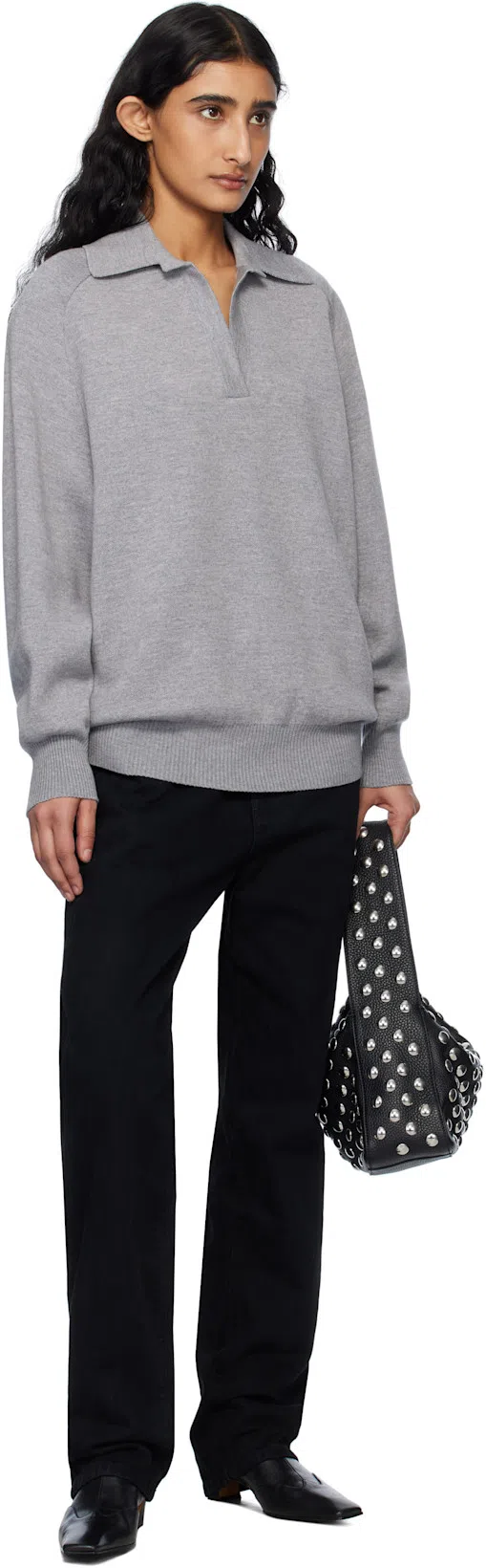 KHAITE Pointed Toe Ankle Boots With Smooth Lamb Leather In Black