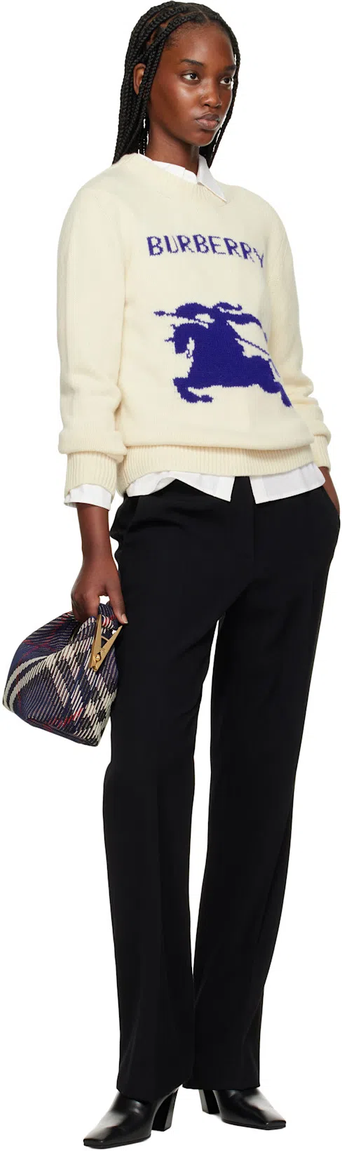 BURBERRY Wool & Cashmere Crewneck Sweater In Neutrals