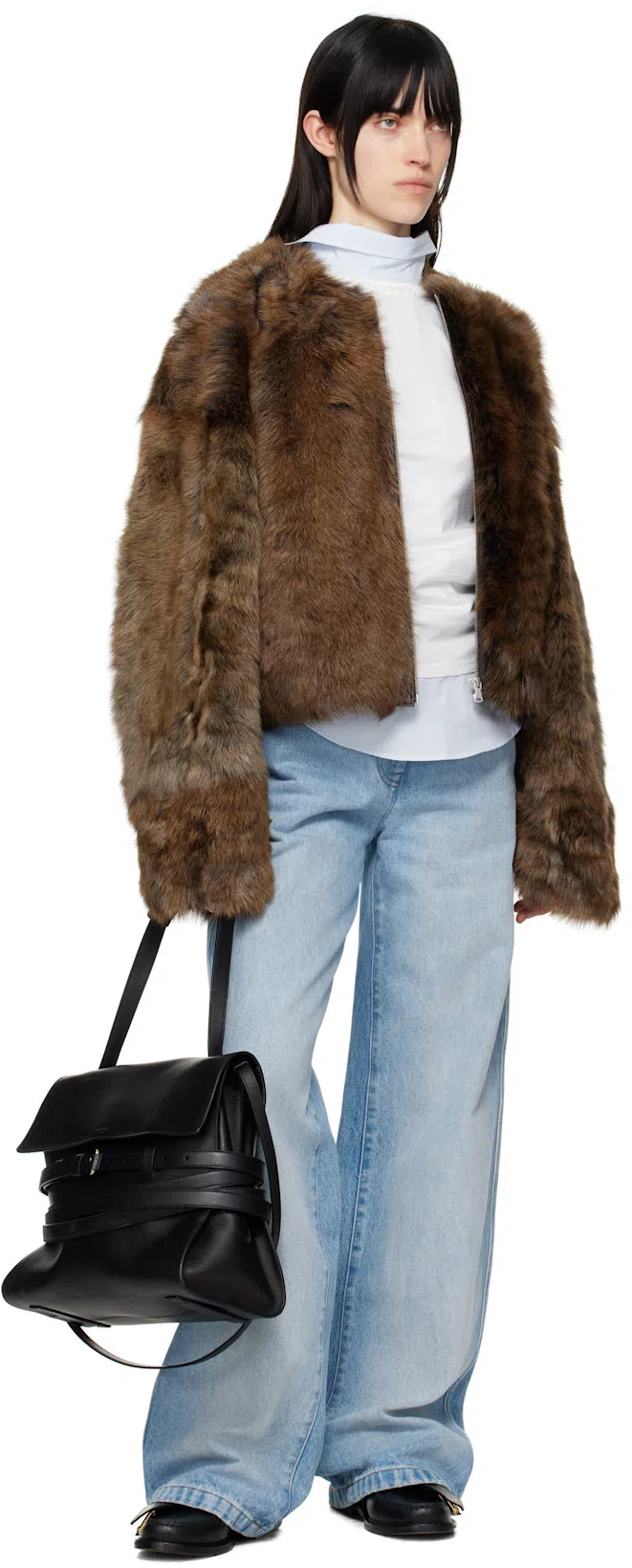 DRIES VAN NOTEN Elasticated-waist Pleated Wide-leg Jeans In Light Blue