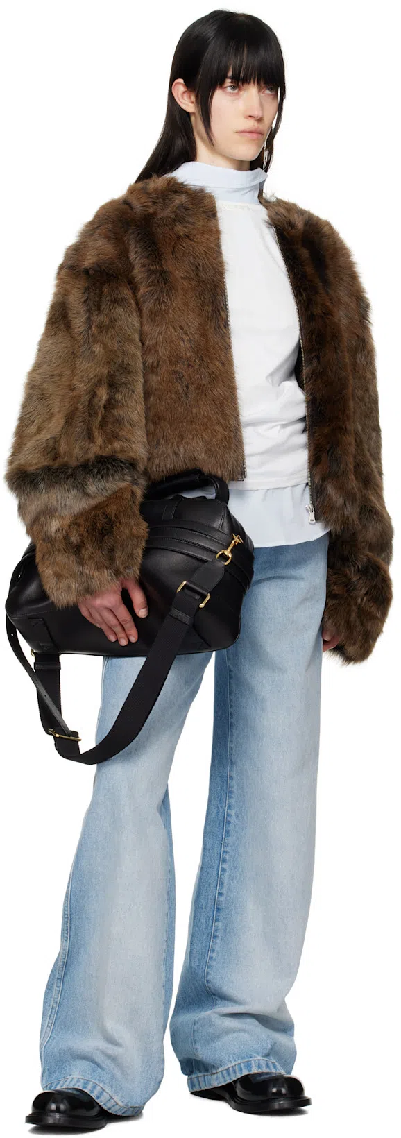 DRIES VAN NOTEN Elasticated-waist Pleated Wide-leg Jeans In Light Blue