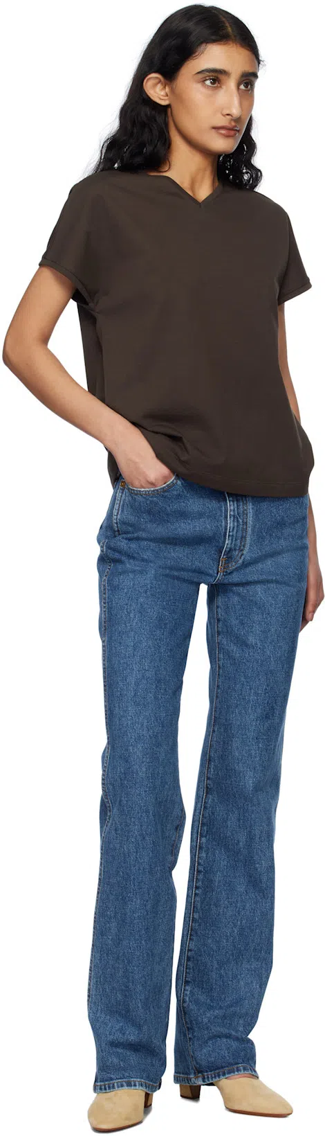 KHAITE Abigail High Rise Straight Jeans In Blue