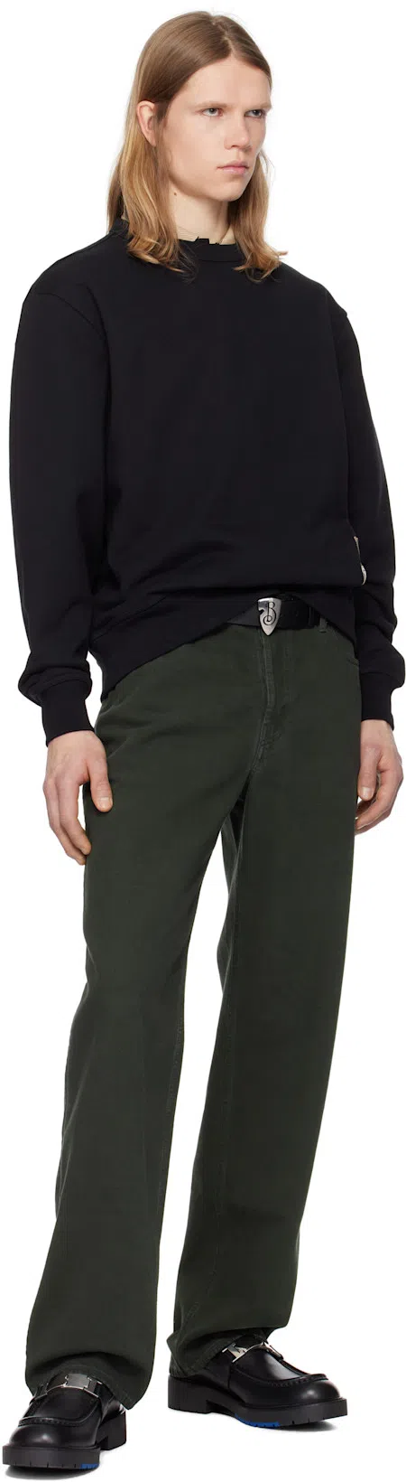 BURBERRY Check-patch Crewneck Sweatshirt In Black