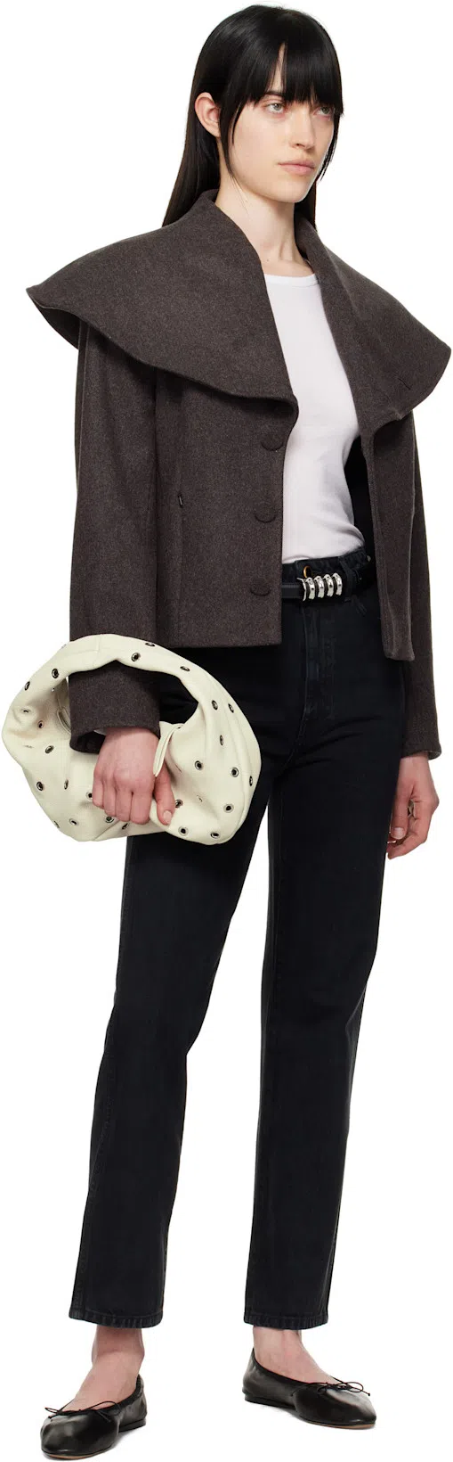 AARON ESH Brown Shoulder Lapel Jacket In Brown Wool Melange