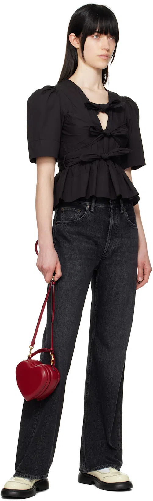 ACNE STUDIOS 2022 Flared High Waist Denim Jeans In Black