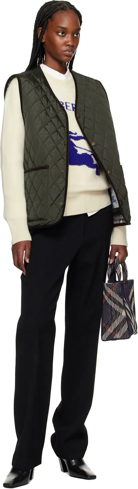BURBERRY Wool & Cashmere Crewneck Sweater In Neutrals