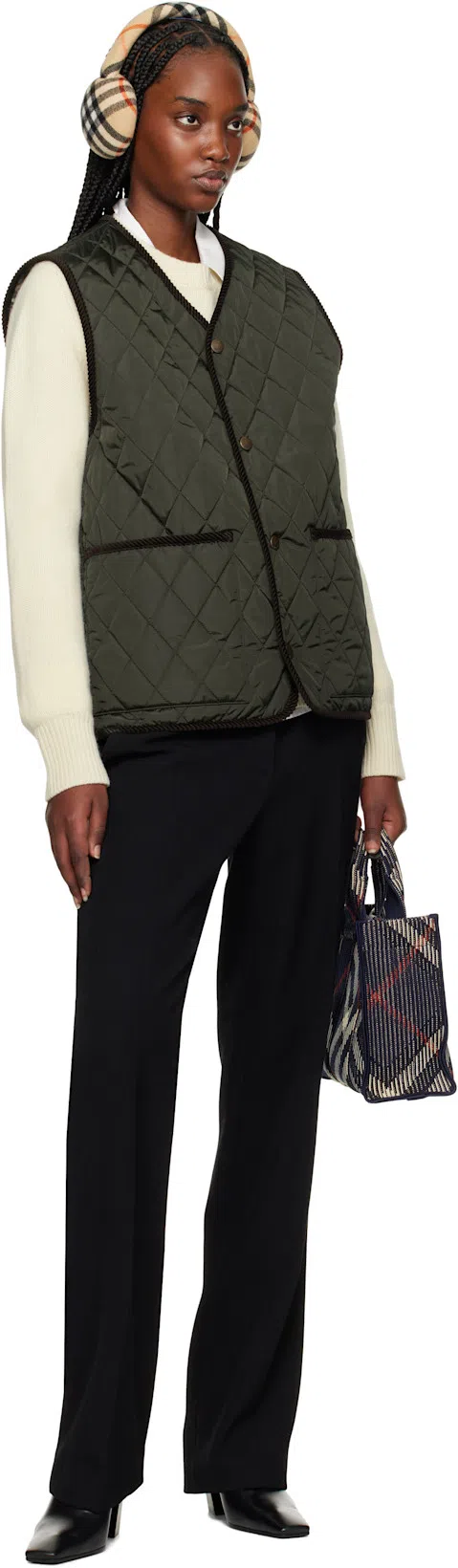 BURBERRY Wool & Cashmere Crewneck Sweater In Neutrals