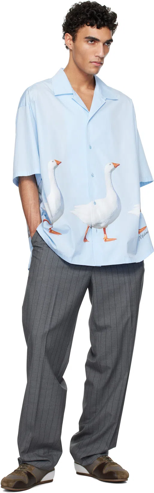 MOSCHINO Pinstripe Trousers In Multi Grey