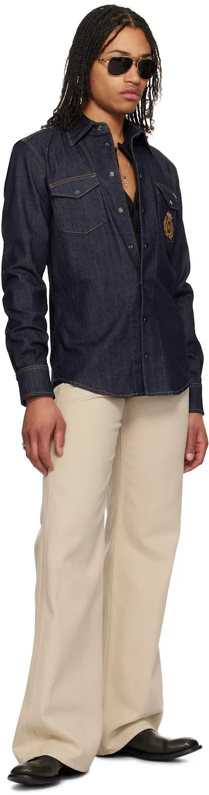 TOM FORD Henley Cotton Stretch Ribbed Long Sleeved T-shirt In Black