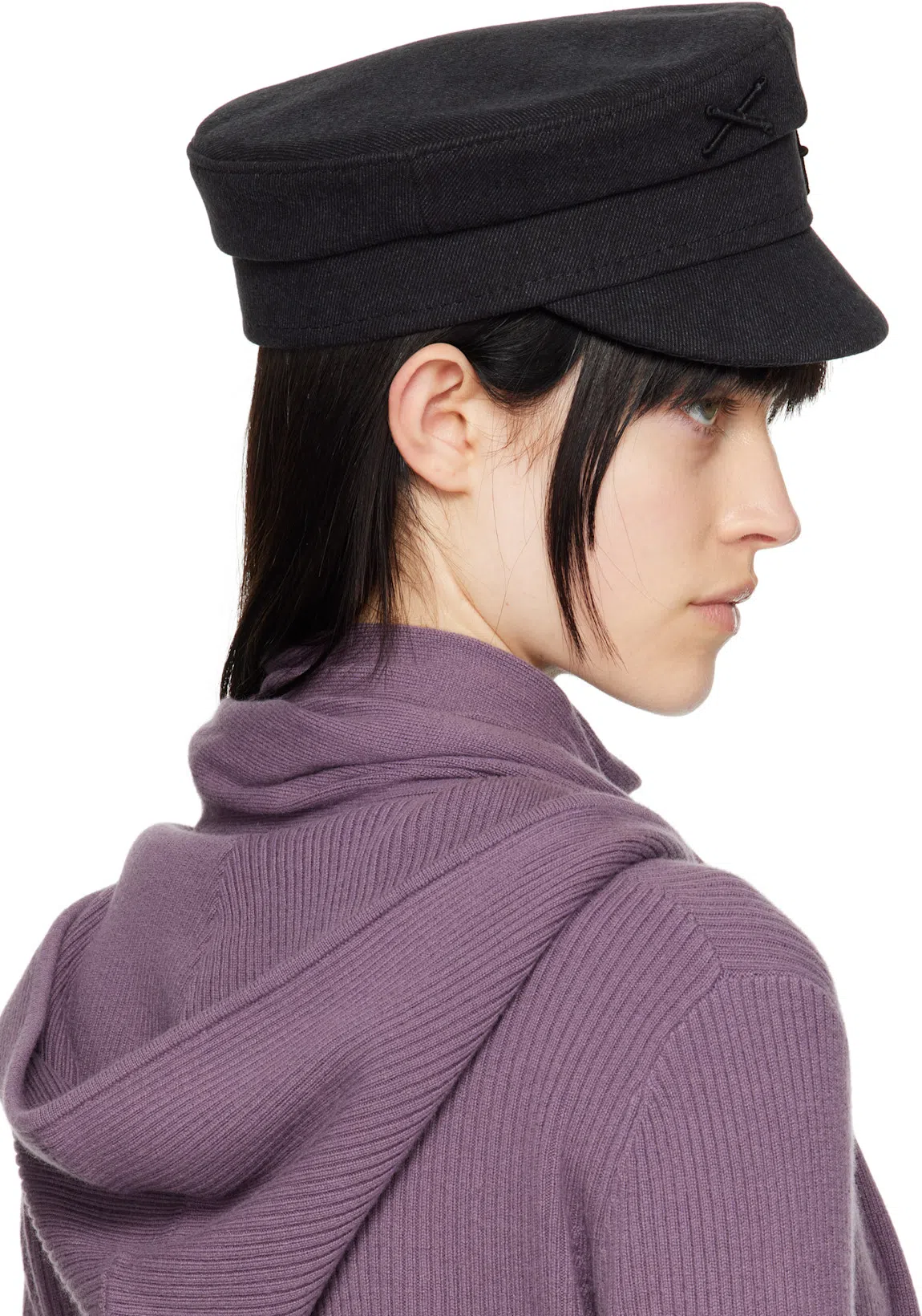 AARON ESH Purple Knitted Scarf & Hoodie Set In Lilac Wool Mix