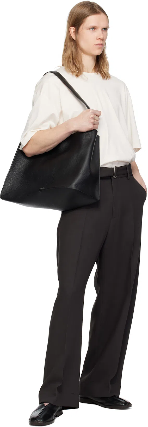LEMAIRE Leather Loafers Square Toe Seam Detailing In Black
