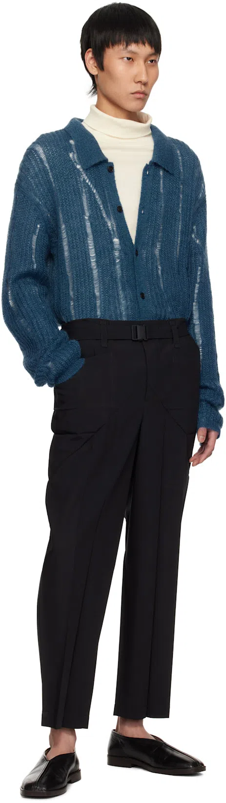 LEMAIRE Leather Loafers Square Toe Seam Detailing In Black