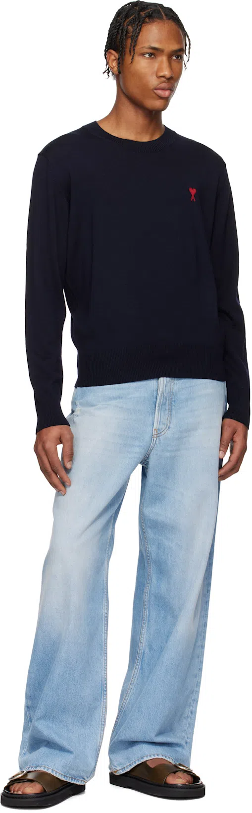 AMI ALEXANDRE MATTIUSSI Pull Col Rond Ami Paris De Coeur In Black