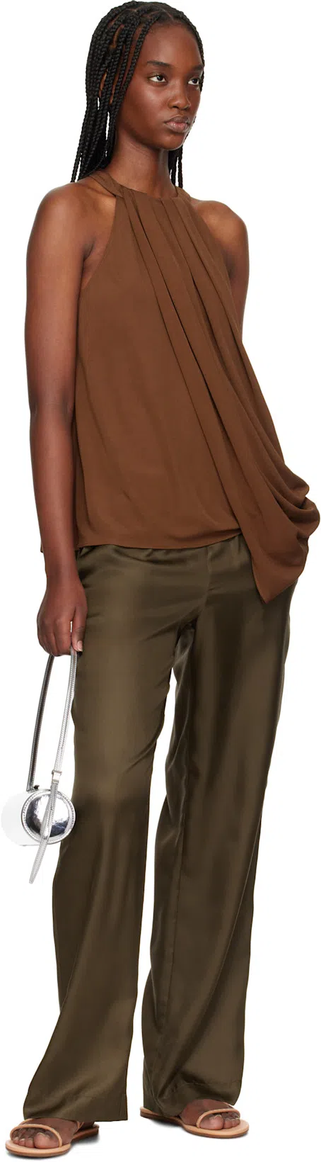 JW ANDERSON Twisted Drape Halter Top In Brown