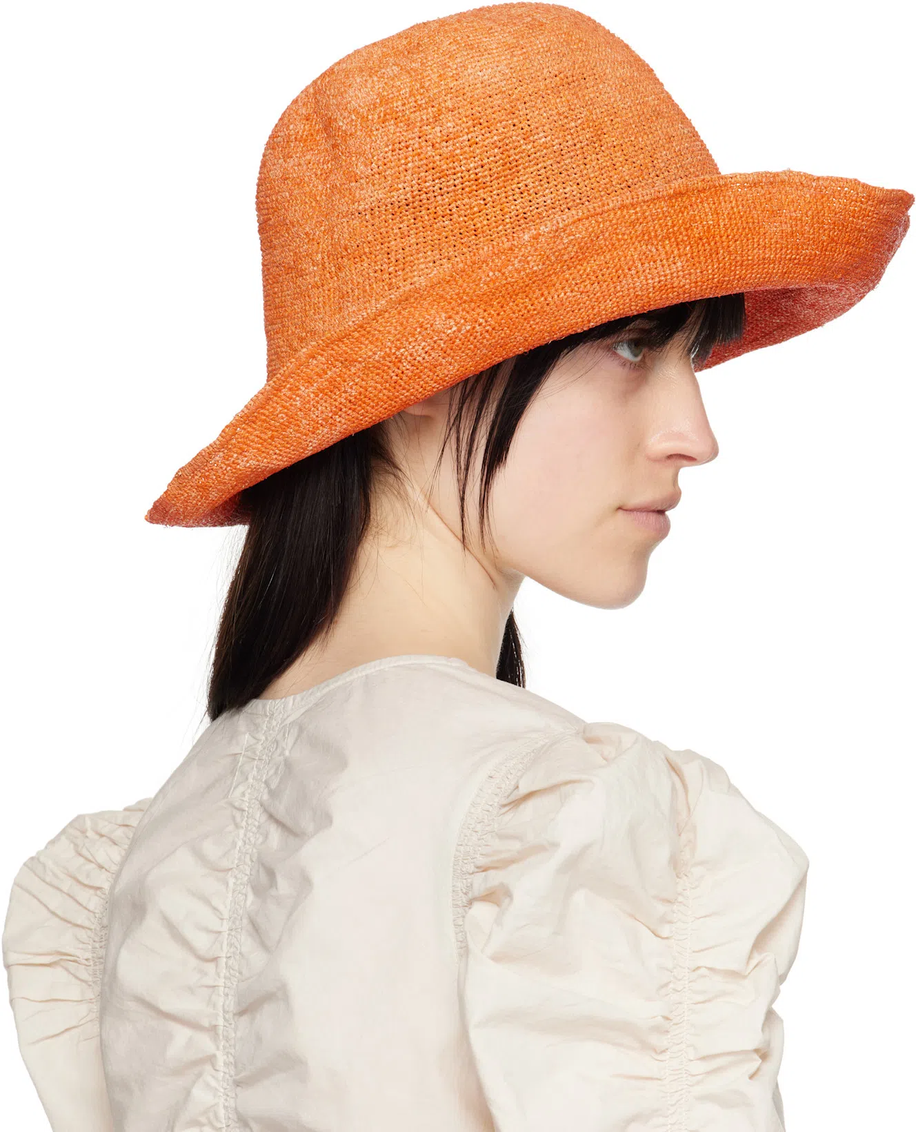 RUSLAN BAGINSKIY Orange Straw Bucket Hat