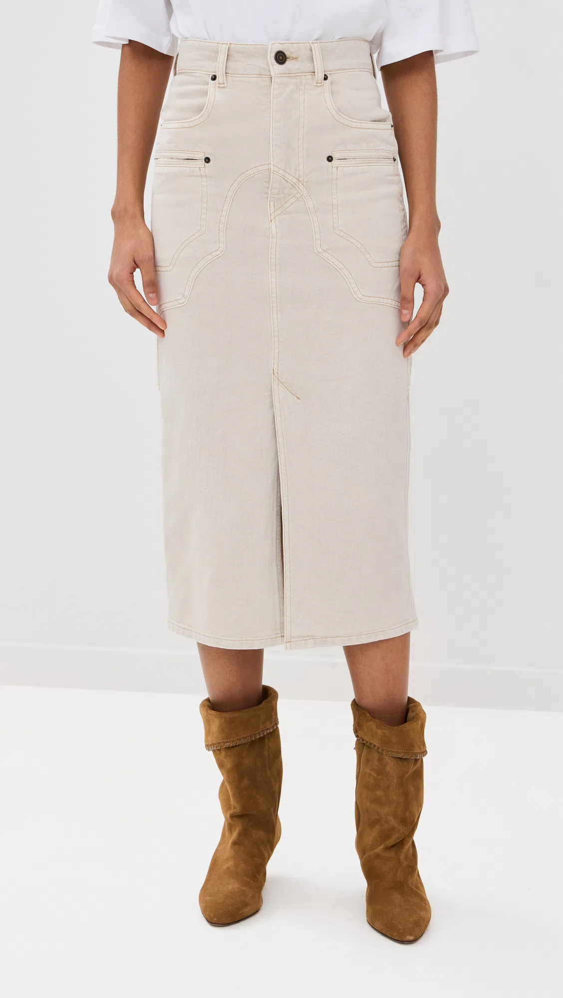ISABEL MARANT White Britt Skirt In Neutrals