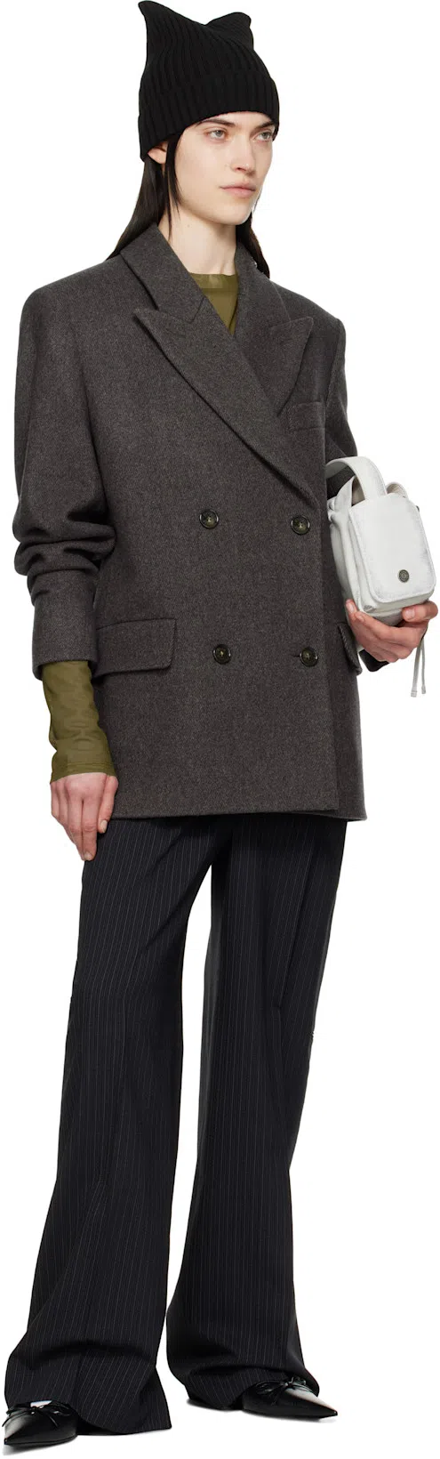 ACNE STUDIOS Balmain Balmain Grey High-neck Wool Sweater With Gold Buttons In Gray