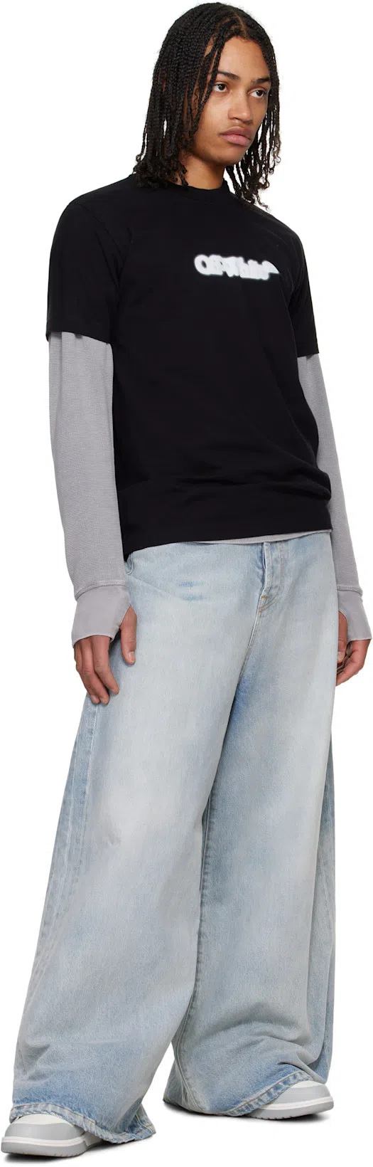 OFF-WHITE Low Top Sneakers With Perforated Toe And Rubber Sole In Gray