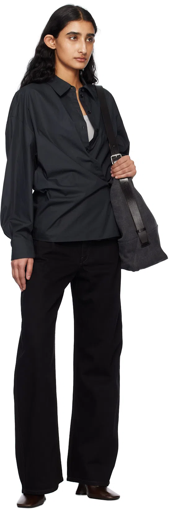 LEMAIRE Gray Rib Tank Top In Bk942 Blue Grey