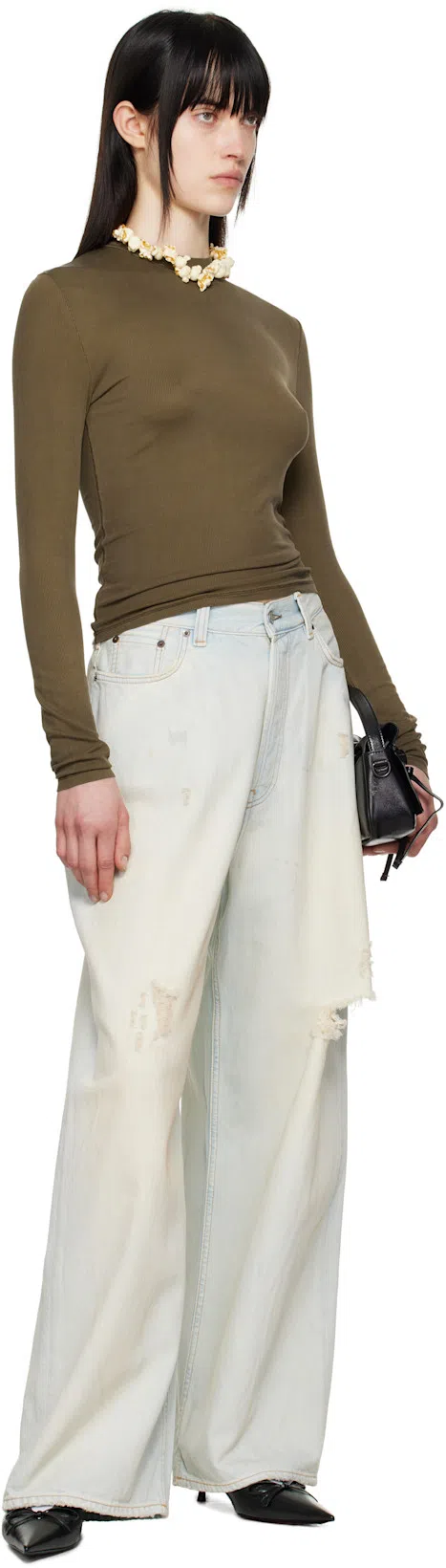 ACNE STUDIOS Sleek Calf Leather Tote Bag With Flap Pockets In Black