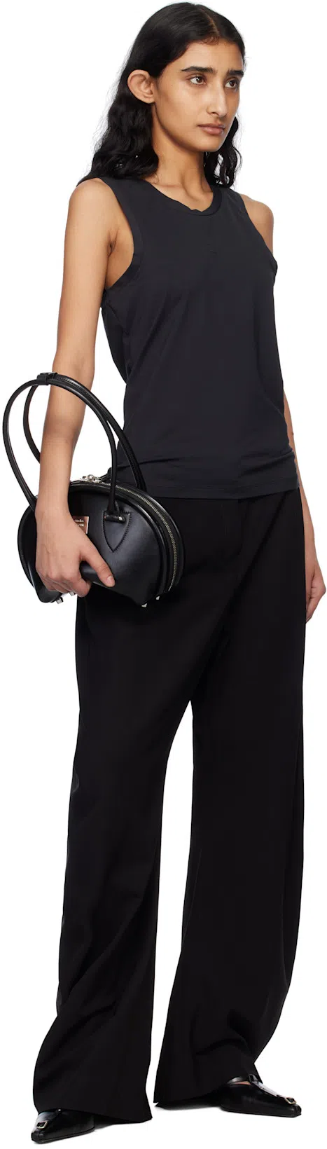 ACNE STUDIOS Black Handbag With Two Top Handles And Logo Plaque On The Front In Leather Woman In Brown