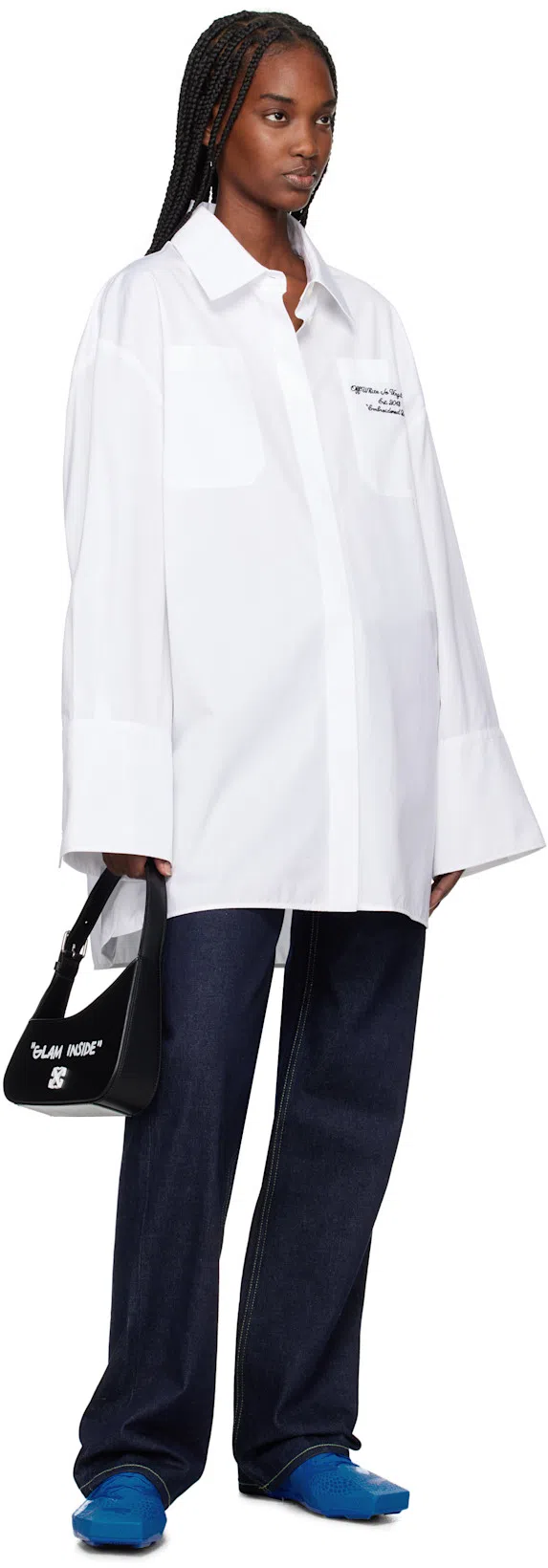 OFF-WHITE Jitney Quote Leather Shoulder Bag In Black