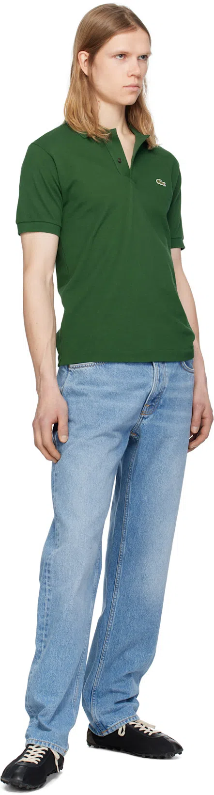 LACOSTE Stretch Pique Short-sleeve Slim Fit Polo Shirt In Green