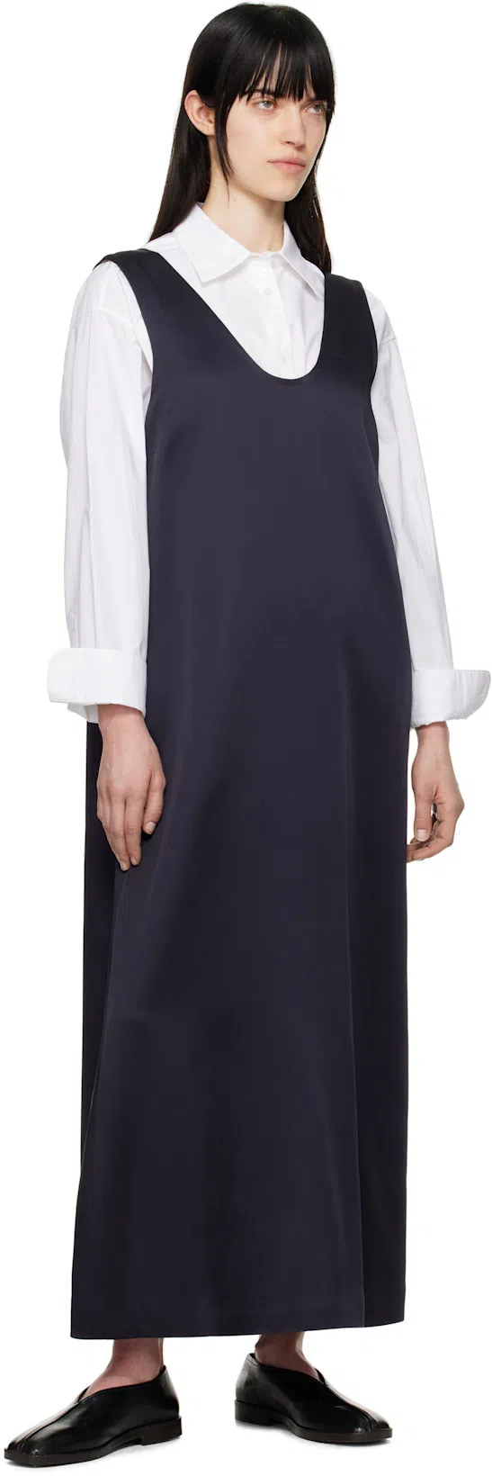 LEMAIRE Leather Loafers Square Toe Seam Detailing In Black