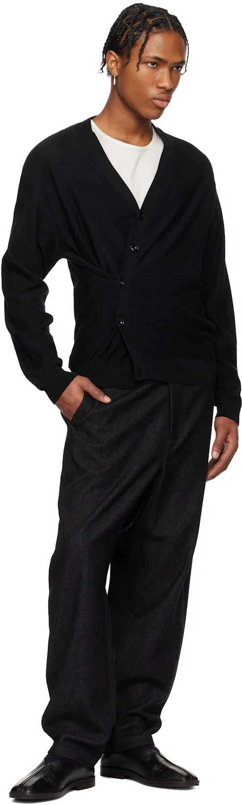 LEMAIRE Leather Loafers Square Toe Seam Detailing In Black