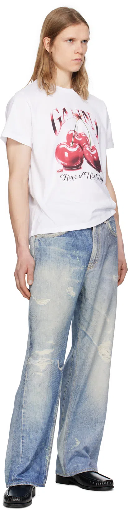 GANNI White Cherry Graphic T-shirt