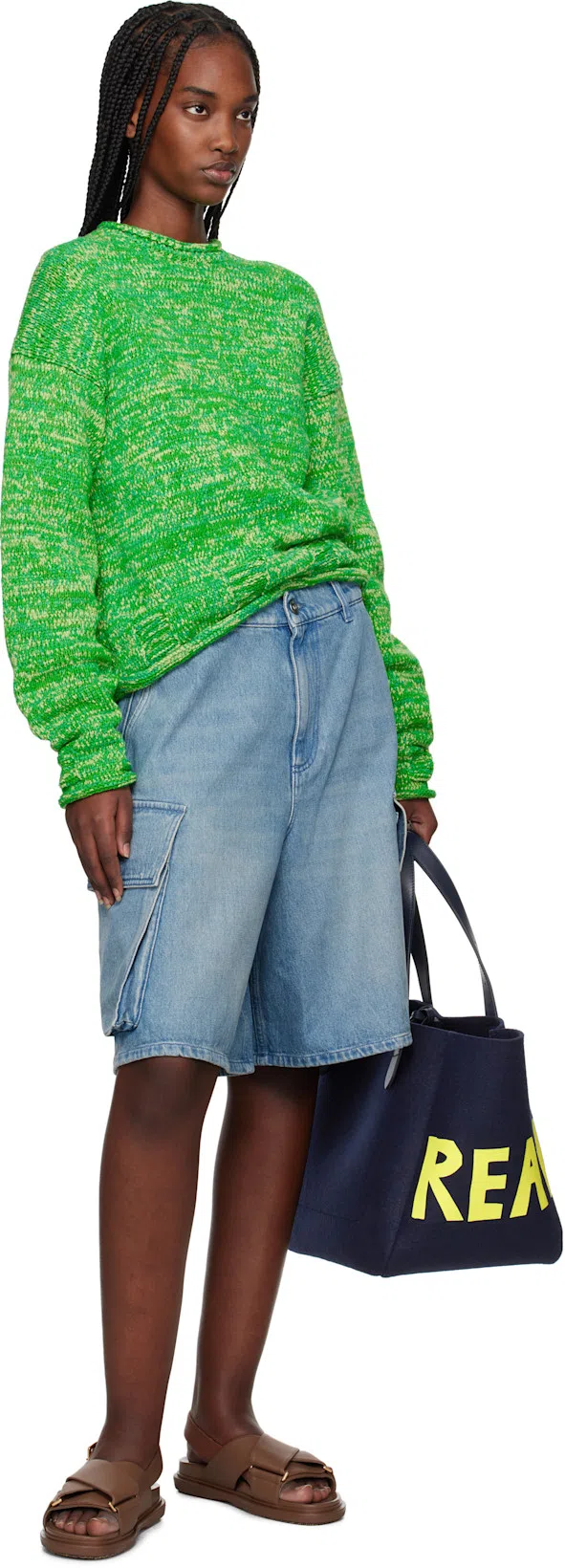 JW ANDERSON Green Space Dye Crewneck Sweater