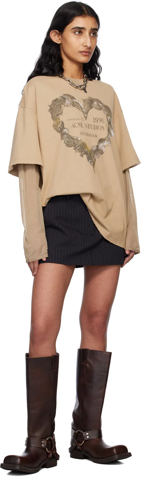 ACNE STUDIOS Black Pinstripe Miniskirt In 900 Black