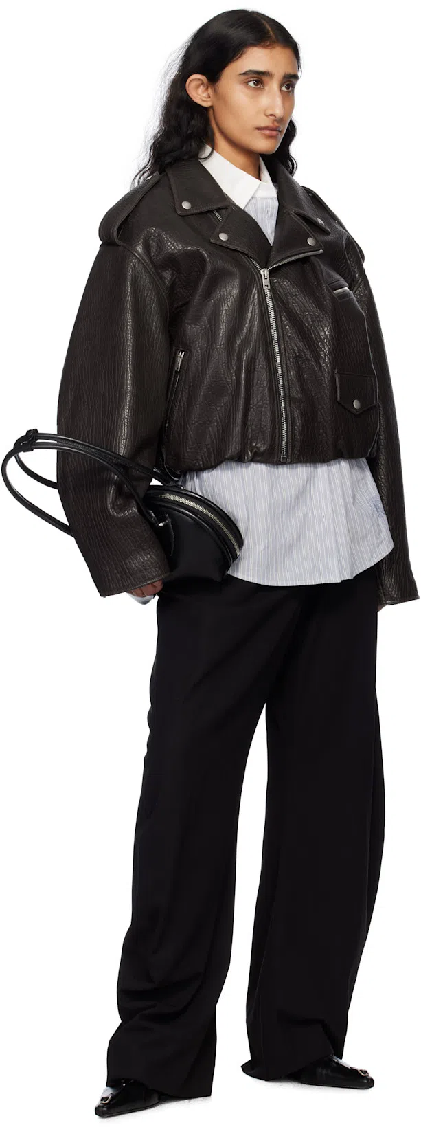 ACNE STUDIOS Black Handbag With Two Top Handles And Logo Plaque On The Front In Leather Woman In Brown