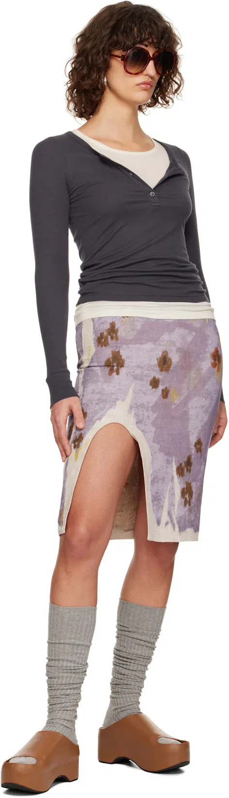 MARNI Twin-set Round Neck Sweater Print In Brown