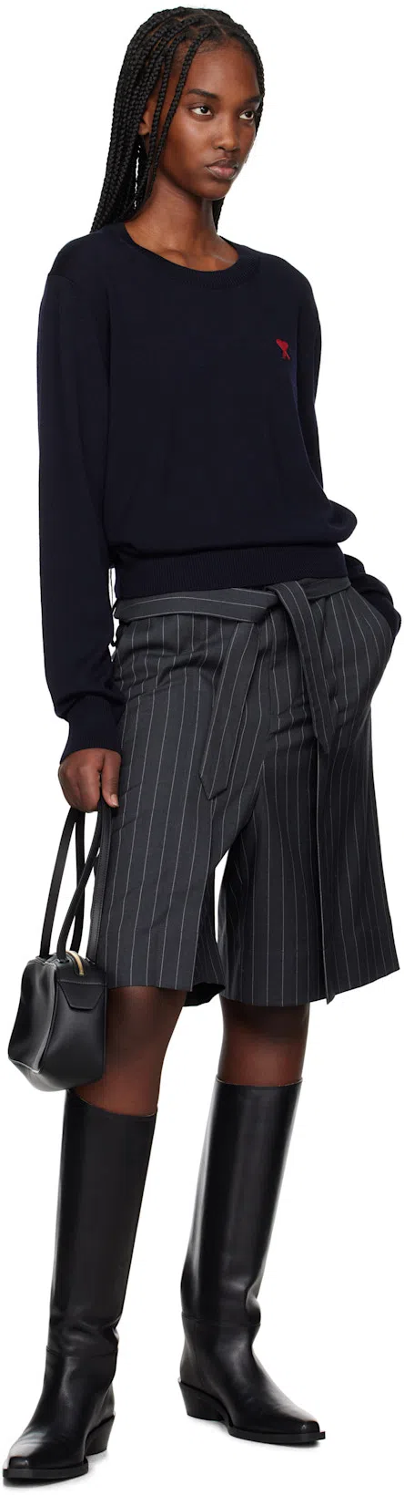 AMI ALEXANDRE MATTIUSSI Blue Wool Ami De Coeur Crewneck Sweater Blue In Multi