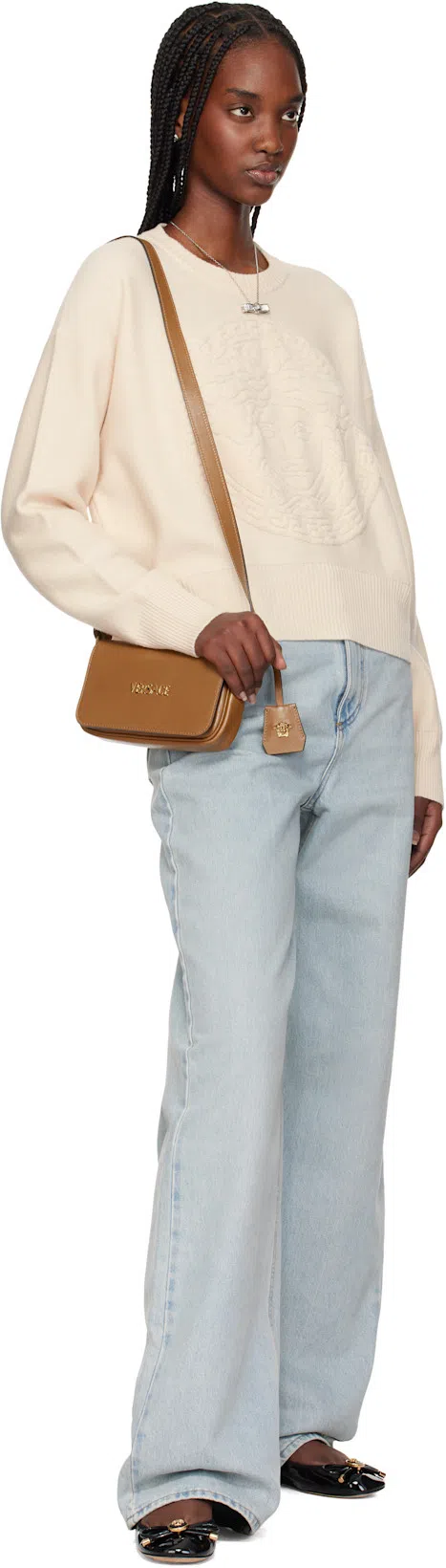 VERSACE Opera Bow Ballet Flats In Black