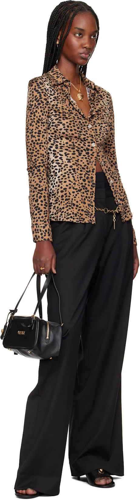 VERSACE Tag Bowling Black Shoulder Bag With Metallic Logo Lettering And Medusa Head Pendant In Leather Woman