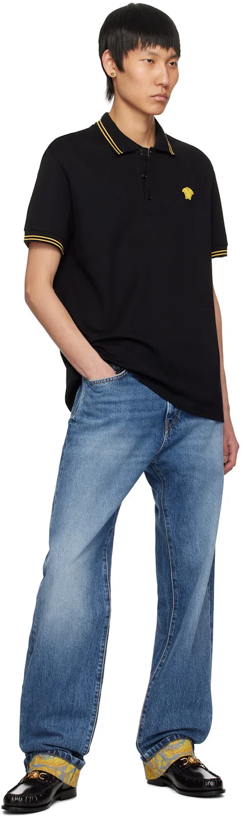 VERSACE Black And Gold Earrings With Medusa Detail In Metal Woman