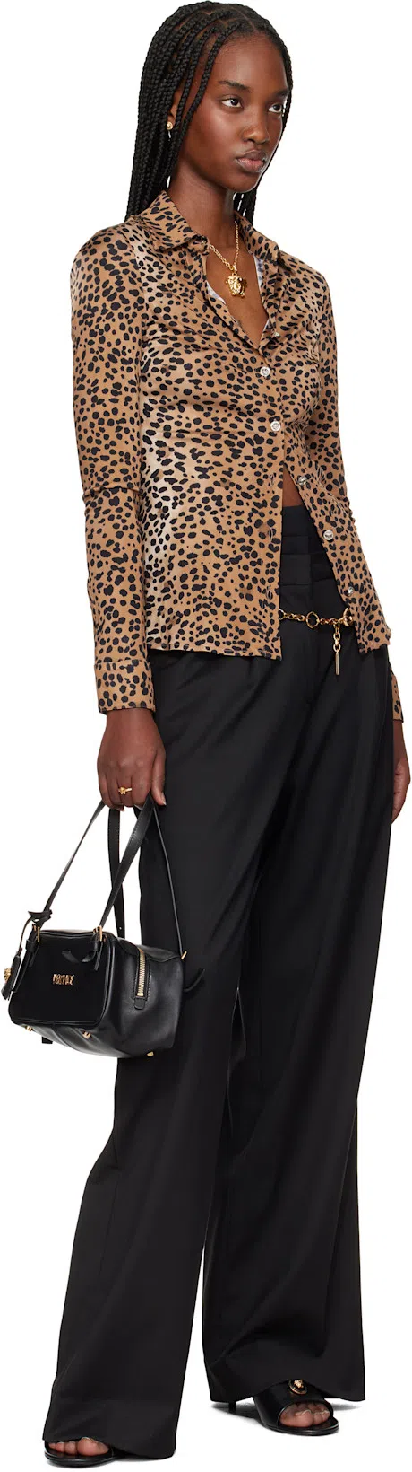 VERSACE Tag Bowling Black Shoulder Bag With Metallic Logo Lettering And Medusa Head Pendant In Leather Woman