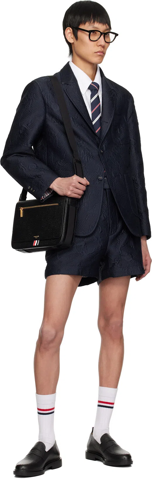 THOM BROWNE Grained Leather Penny Loafers In Black