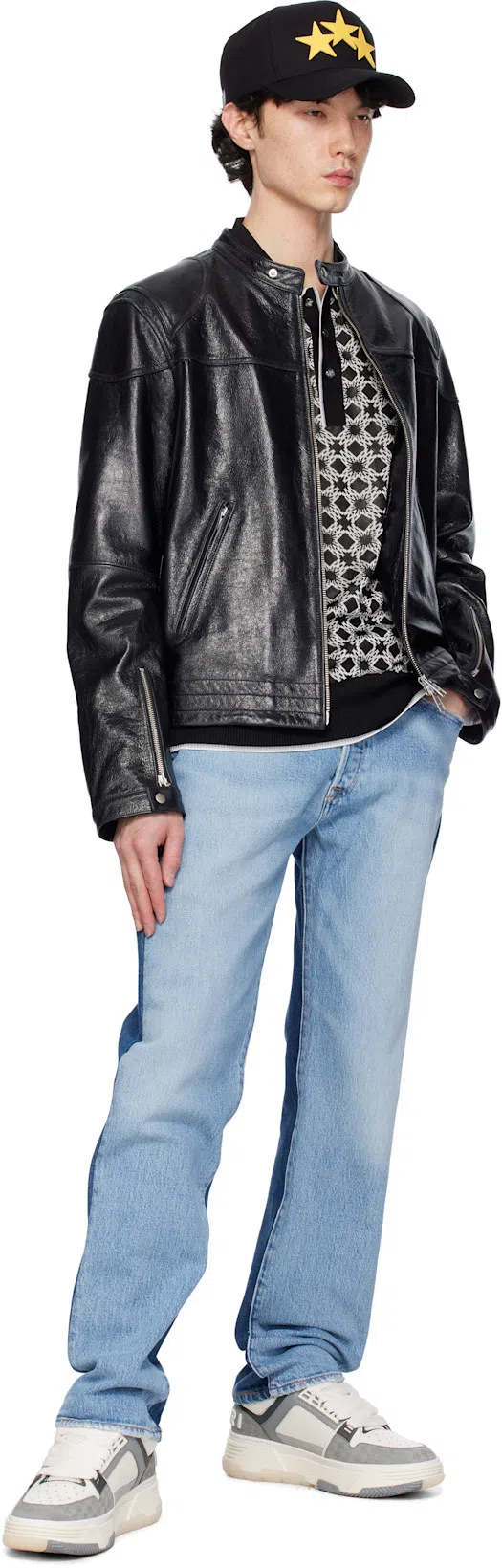 AFTER PRAY Black Mavericks Motorcycle Leather Jacket