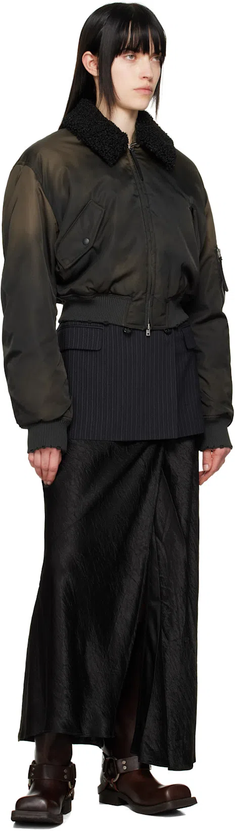 ACNE STUDIOS Bomber Jacket Furry Collar In Brown