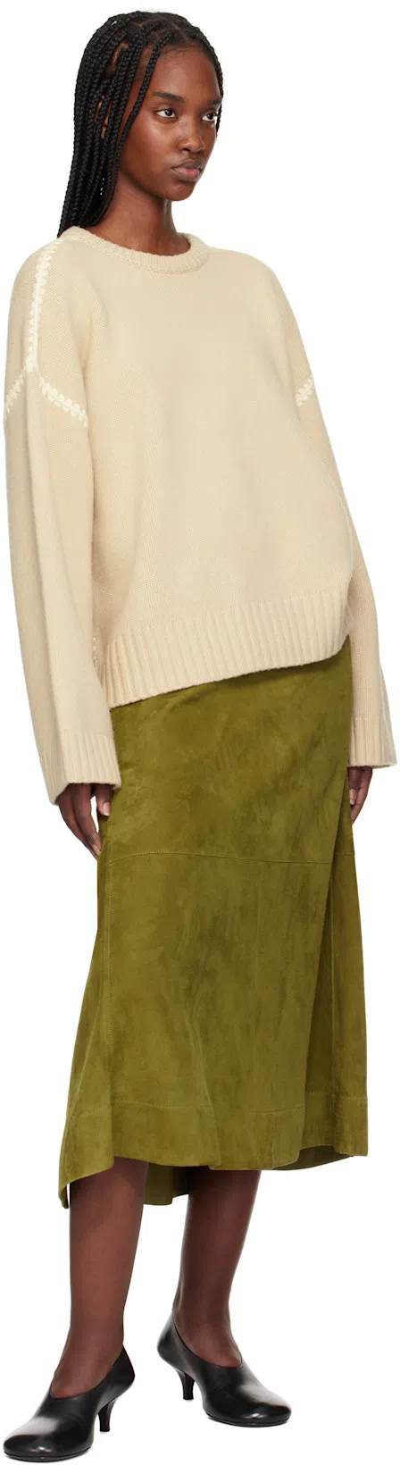 TOTÊME Toteme Whipstitched Wool-blend Jumper In Cream