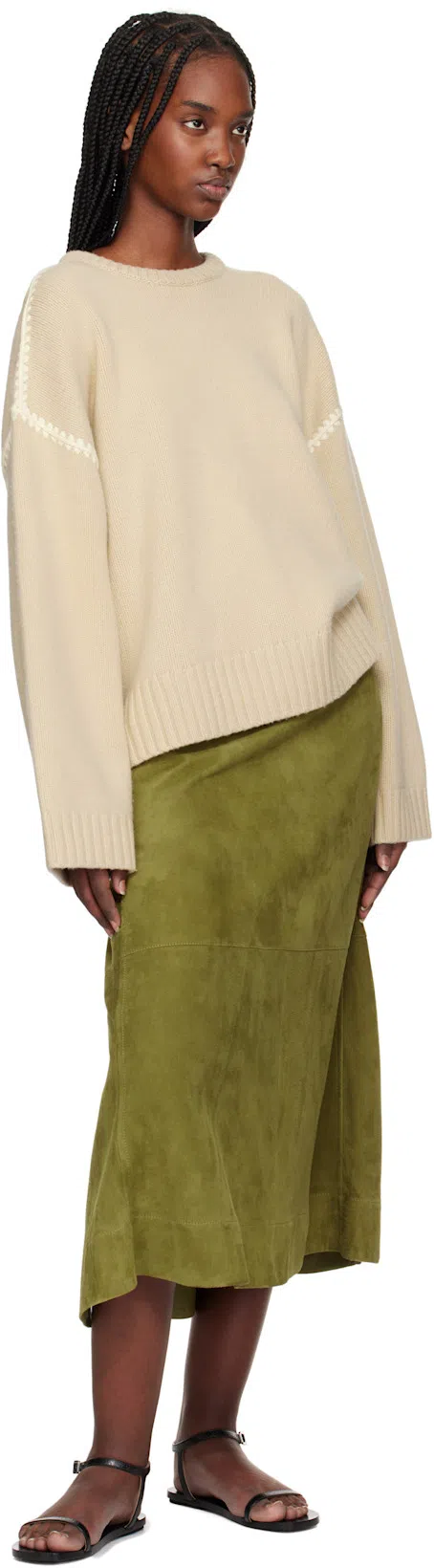 TOTÊME Toteme Whipstitched Wool-blend Jumper In Cream