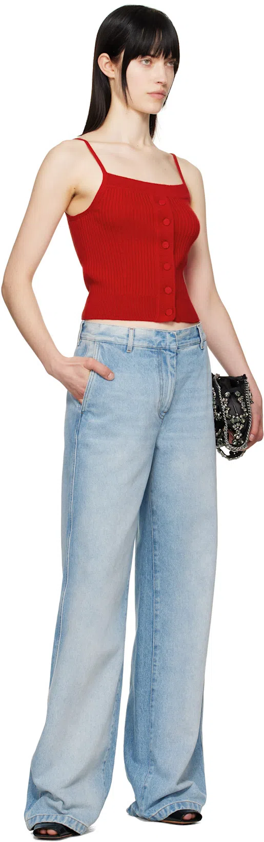 DRIES VAN NOTEN Elasticated-waist Pleated Wide-leg Jeans In Light Blue