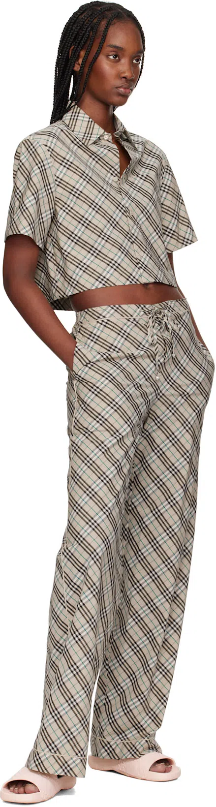 BURBERRY Dive Embossed Check Pool Slide Sandal In Gloss