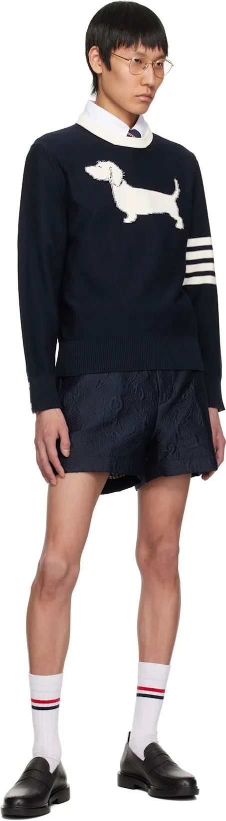 THOM BROWNE Grained Leather Penny Loafers In Black