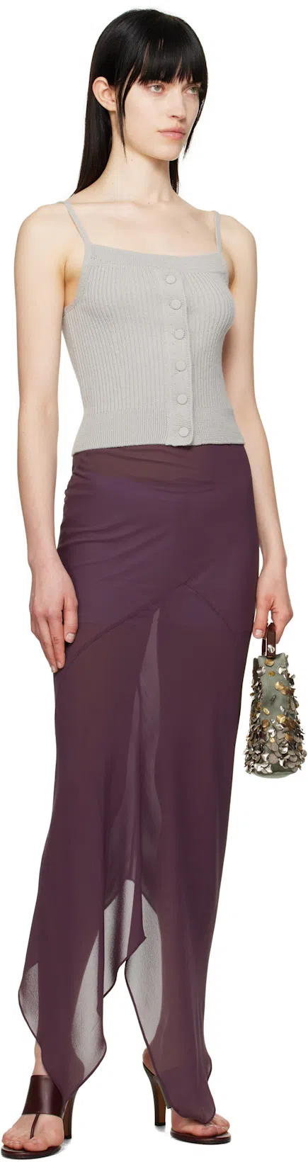 AARON ESH Purple Paneled Midi Skirt In Purple Crepe