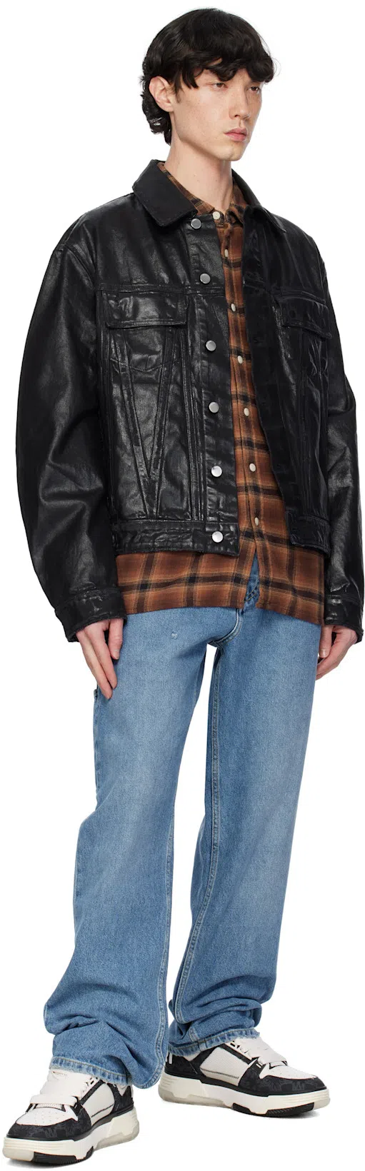 AMIRI Multicolor Leather And Fabric Bandana Denim Ma-1 Sneakers In Black