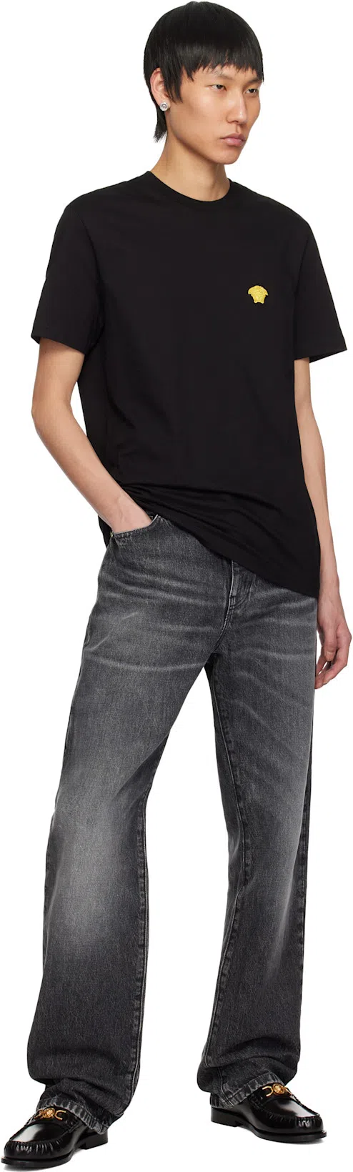 VERSACE Black Cotton T-shirt